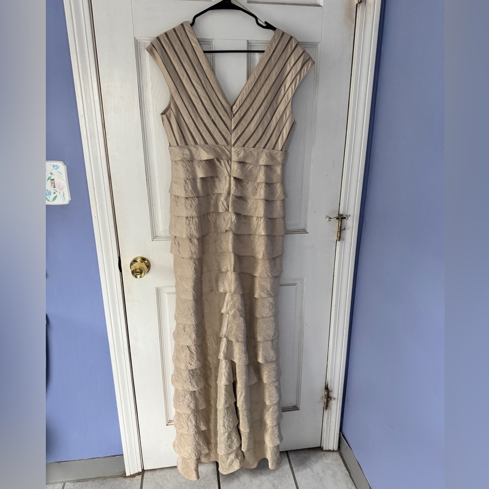 Sleeveless V-Neck Ruffled Maxi Dress in Light Beige